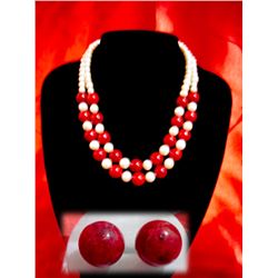 NATURAL 550 CTW FRESWATER PEARL WITH  RED CORAL DOUBLE