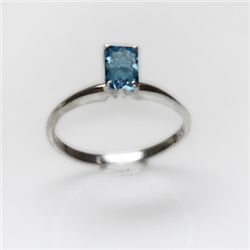 Natural 3.55 ctw Blue Topaz Emerald .925 Sterling Ring