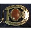 Image 1 : 93. Men's Western Style Belt Buckle with Mahogany Obsidian Oval inset.