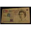 Image 1 : 853. Bank of England 20-Pound Note. Exchange about $30.00