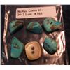Image 2 : 588. (5) Polished Turquoise Stones and a Gold Military emblem on a Mother-of-Pearl Cabochon for a Me