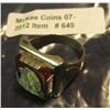 Image 2 : 649. Men's Mexico Sterling Silver Ring with Red Set and
