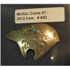 Image 1 : 692. Sterling Silver Bear designed Broach with small turquoise set.