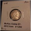 Image 1 : 1292. 1910 P Barber Dime. VF 20.