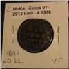 Image 1 : 1376. 1891 Large date, large leaves Variety Canada Large Cent. VF 20.