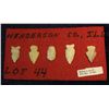 Image 2 : 1462. (5) Flint Arrowheads from Henderson Co., Illinois.