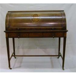 An Edwardian mahogany cylinder bureau,...