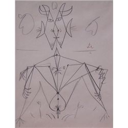 COCTEAU JEAN COCTEAU Signed Drawing 1957 Certificate