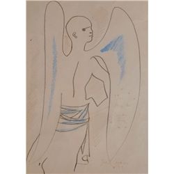 COCTEAU JEAN COCTEAU Hand Signed Drawing Angel French Art