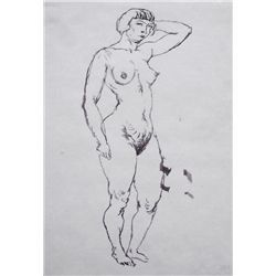 GROSZ G. GROSZ Ink Drawing Nude Expressionism