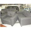Image 1 : 3pc contemporary grey fabric sofa loveseat and