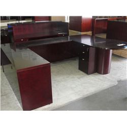 Jade U shaped executive desk set - mahogany