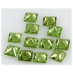 Peridot 11.67 ctw Loose Gemstone 6x6mm Princess Cut