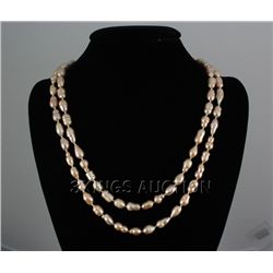 443.68CTW 46" PEACH LONGSTRAND FRESHWATER PEARL NECKLAC