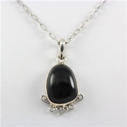 18.5ctw Black Onyx Gemstone Silver Pendant