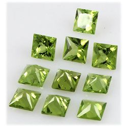 Peridot 10.28 ctw Loose Gemstone 6x6mm Princess Cut