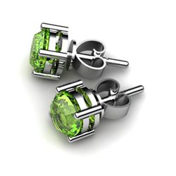 Peridot 1.00ctw Earring 14kt White Gold