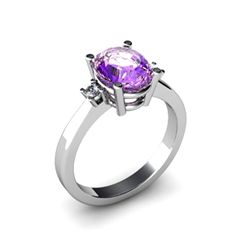 Amethyst 1.75 ctw Diamond Ring 14kt White Gold