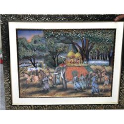3D Indian Procession Gemstone Painting size 24in.x30in.