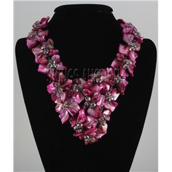 1453.5CTW 16" RASPBERRY SHERBET MOTHER OF PEARL NECKLAC