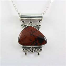 Sterling Silver Pendant Mahagony Obsidian Gemstones