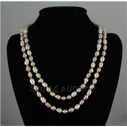 466.27CTW 46  WHITE-PEACH LONGSTRAND FRESHWATER PEARL N