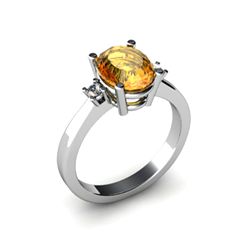 Citrine 1.75 ctw Diamond Ring 14kt White Gold