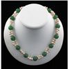 Image 1 : 308.5CTW 18" GREEN FRESHWATER PEARL WITH CORAL NECKLACE