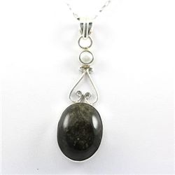 39.5ctw Gold Sheen & Black Onyx Silver Pendant