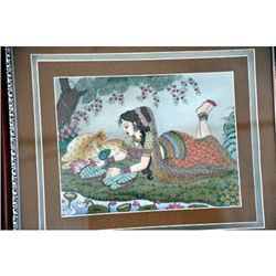 2D Shakuntalam Real Gemstone Painting size 16.5in.x19.5