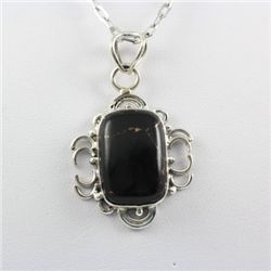 28.ctw Black Onyx Gemstone Silver Pendant