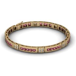 Garnet 2.96 ctw & Diamond Bracelet 14kt W OR Y Gold