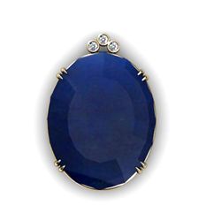 Sapphire Oval 88.67ctw Diamond Pendant 14k W/Y Gold