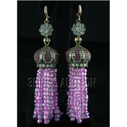 179.51ctw Victorian Silver Jewelry Dangling Earring