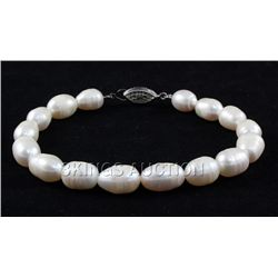 103.69CTW 9" WHITE FRESHWATER PEARL BRACELET METAL LOCK