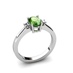 Tourmaline 0.50 ctw Diamond Ring 14kt White Gold