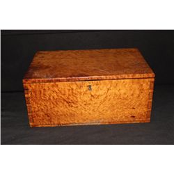 EARLY BIRDSEYE DEED BOX 18" X 11.5" X 8" HIGH