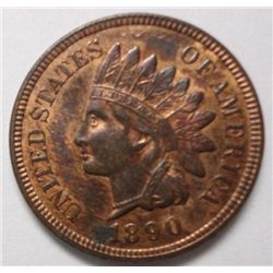 1890 Indian Cent CH BU Over 60% original red, underrated in mint state