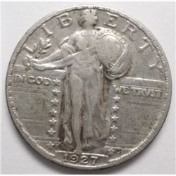 1927-S STANDING LIB QUARTER KEY DATE SHARP XF/AU A TOUCH OF ORIG LUSTER