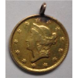 RARE 1853-C $1 GOLD XF DETAILS, LOOPED, REPAIRABLE