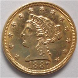 1887 $2.50 SCARCE LOW MINTAGE (6160M.) VERY CH BU 64++ SUPERB LUSTER EYE APPEAL!