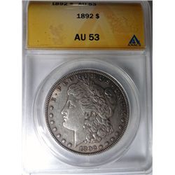 1892 MORGAN DOLLAR ANACS AU53 ORIGINAL