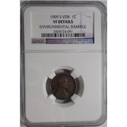 1909S VDB Lincoln penny  NGC  VF envir dmg
