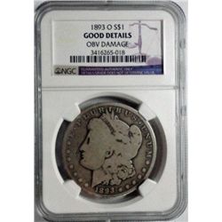 1893O Morgan $  NGC good obv dmg