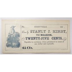 1860's 25 cent merchant note by Stanley J Kirby