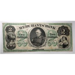 The Merchants Bank  Trenton NJ $2 demand note  F/VF