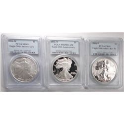 2006PW 20th anniv EAGLES  PCGS69 3 coins--BU/PROOF/REV PROOF