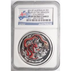 2012P Australia year of dragon colorized  NGCPF69 UC