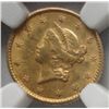 Image 2 : 1852  $1 T1  gold  NGC AU scratched