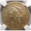 Image 2 : 1843O lge ltrs  $5  gold NGC XF rim dmg  9:00